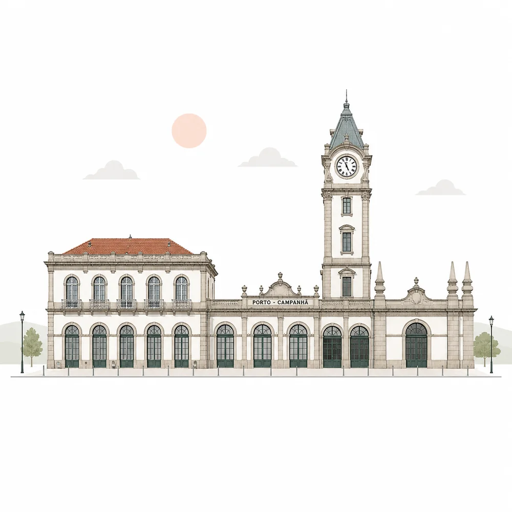 Illustration of Porto Campanhã station, the Porto arrival point for trains from Lisbon